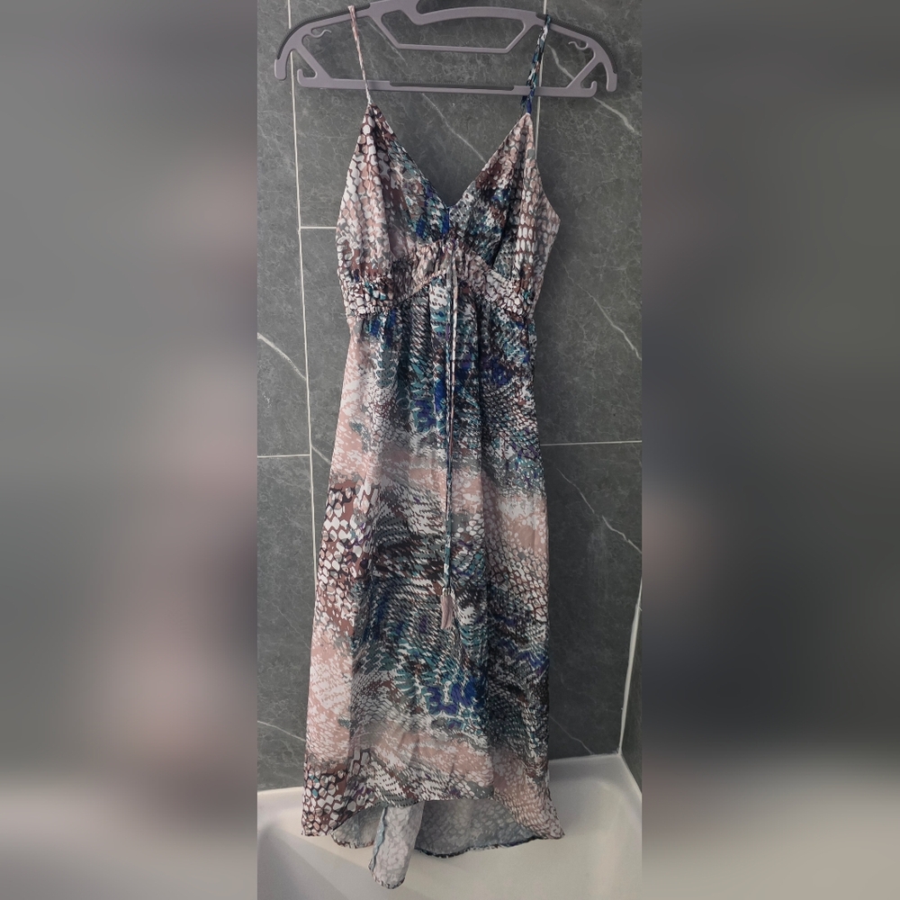 Jennifer Lopez High Low Dress in Blue and Pink